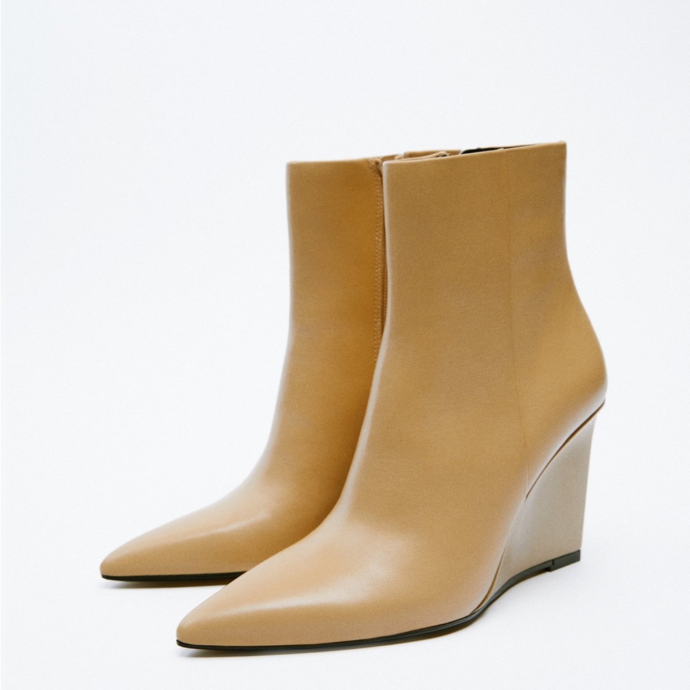ZARA LEATHER WEDGE ANKLE BOOTS